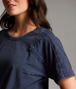 Tops | BKE Embroidered Eyelet Top Navy