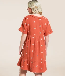 Dresses | New In Embroidered Floral Babydoll Dress Tangerine