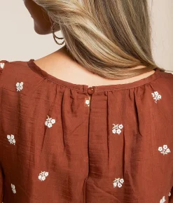 Tops | Daytrip Embroidered Floral Top Sequoia Cream