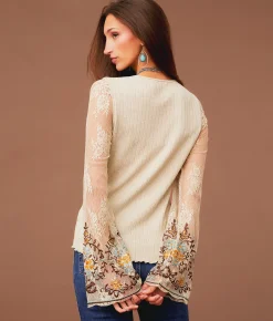 Tops | Sterling & Stitch Embroidered Lace Top Cobblestone