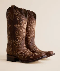 Circle G by Corral Embroidered Leather Western Boot LD Honey Hot