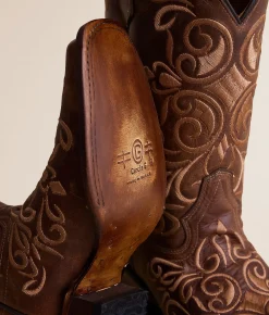 Circle G by Corral Embroidered Leather Western Boot LD Honey Hot