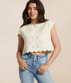 Blu Pepper Embroidered Linen Tank Top Natural Discount