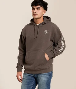 Ariat Embroidered Logo Hooded Sweatshirt Brown Heather Clearance