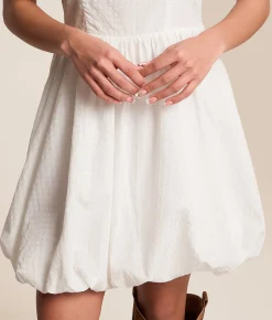 Willow & Root Embroidered Mini Bubble Dress White