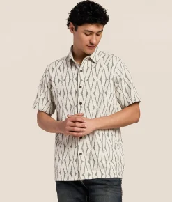 Nova Industries Embroidered Shirt Cream Green Outlet