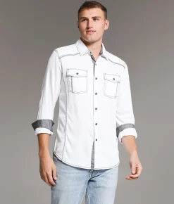 BKE Embroidered Standard Shirt White Discount