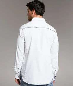 Tops | BKE Embroidered Standard Stretch Shirt White