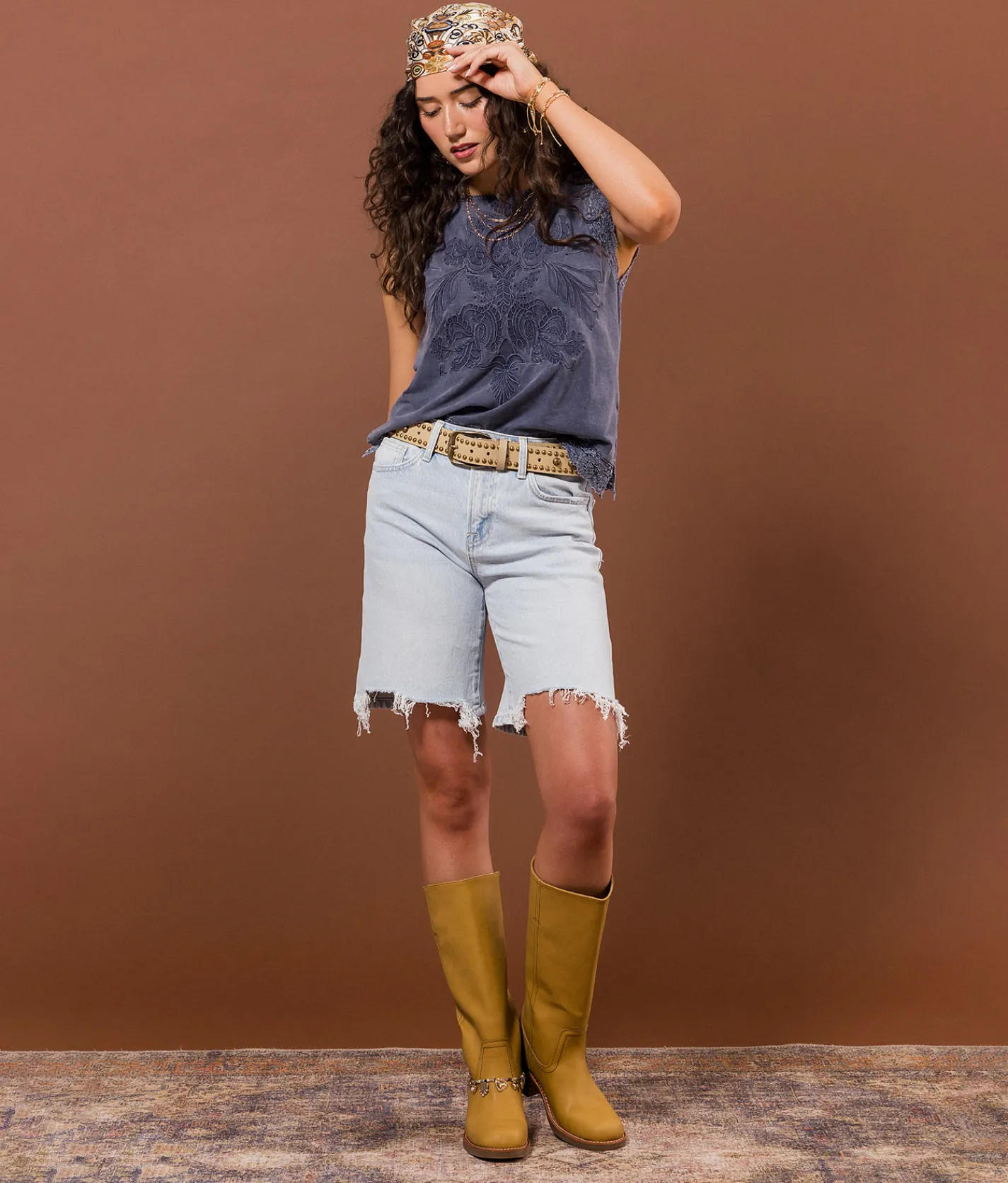 Tops | Gimmicks Embroidered Tank Top Washed Blue