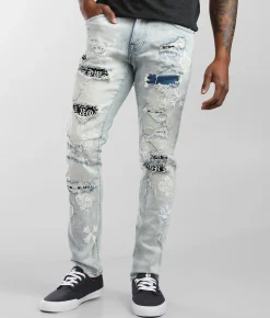 Smoke Rise® Embroidered Taper Stretch Jean Hazy Blue Best