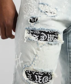 Smoke Rise® Embroidered Taper Stretch Jean Hazy Blue Best