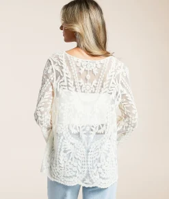 Tops | Daytrip Embroidered Top Cream