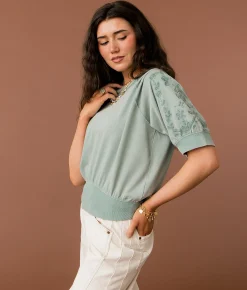 Tops | Gimmicks Embroidered Top Washed Green