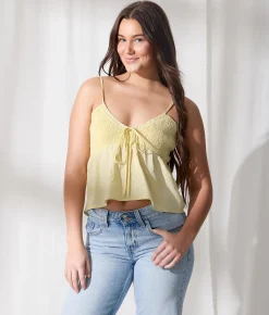 Tops | 33 Coastal Embroidered Two-Way Peplum Tank Top Yellow