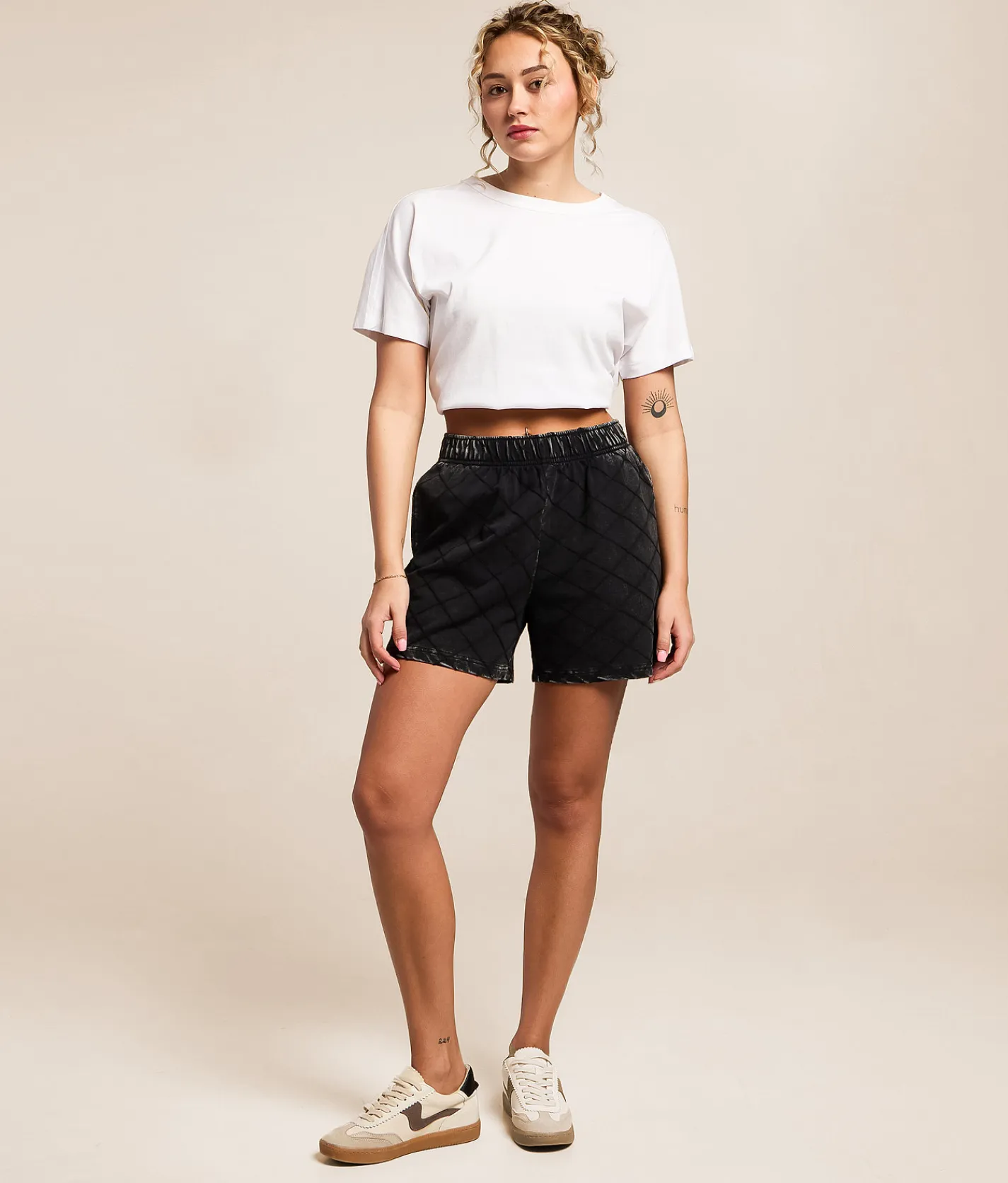 Gilded Intent Embroidery Quilted Short Washed Black Outlet
