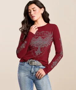 Tops | Affliction Empower T-Shirt Dirty Red Tea Stain