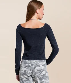 Tops | Affliction Endless Faith Off The Shoulder Top Black Beauty Lava Wash