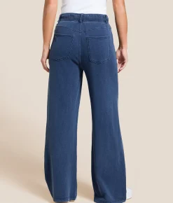 Z Supply Entourage Knit Denim Straight Pant Indigo New