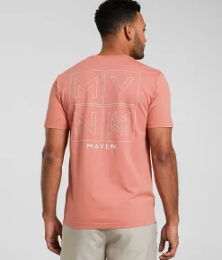 Maven Co-op Essential Boxed In Performance T-Shirt Terra Cotta Discount