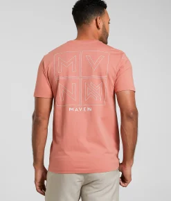 Tops|Activewear | Maven Co-op Essential Boxed In Performance T-Shirt Terra Cotta