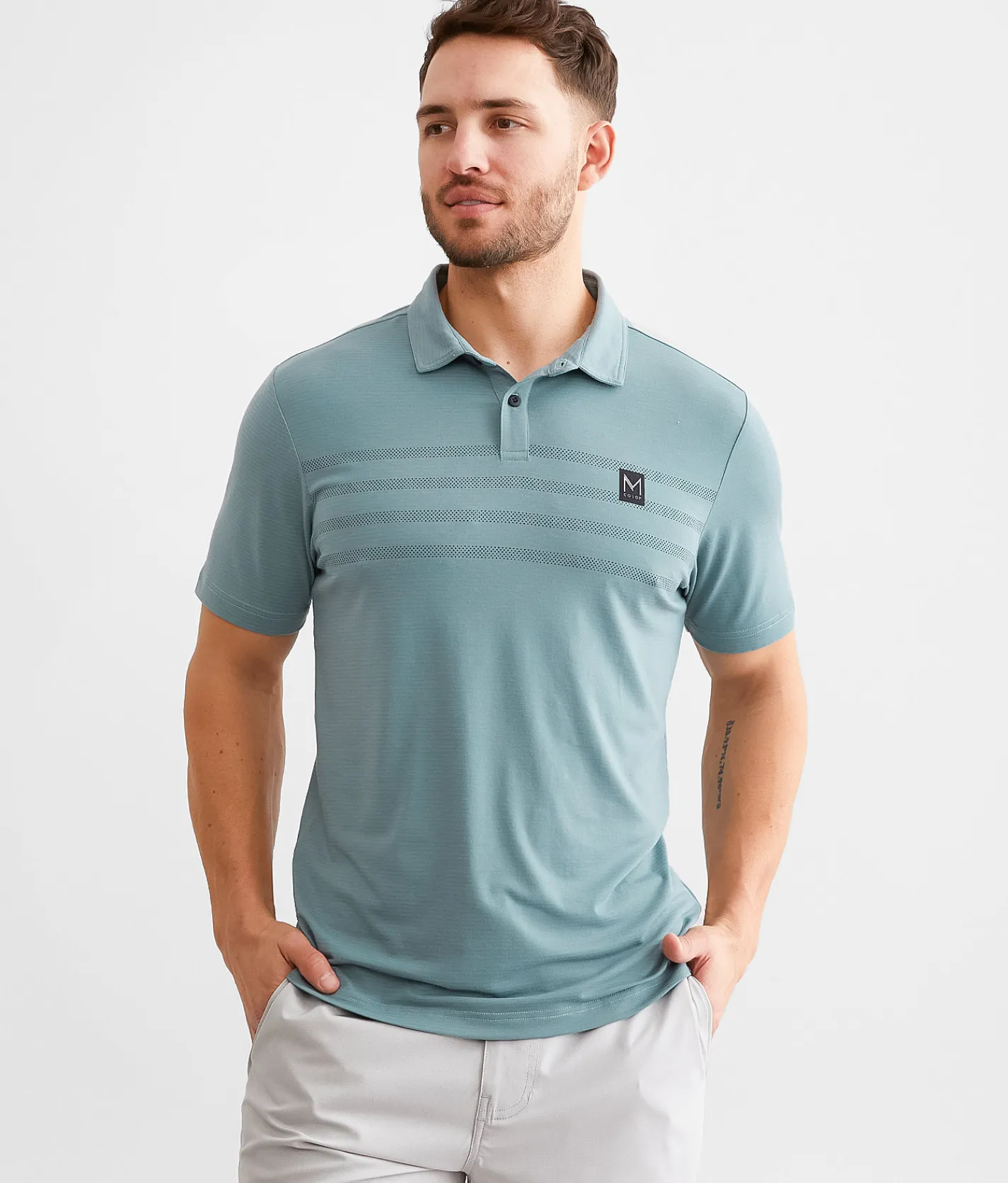Activewear | Maven Co-op Essential Performance Stretch Polo Dusty Teal