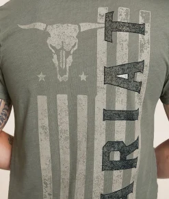 Tops | Ariat Established Patriot Stamper T-Shirt Olive Heather