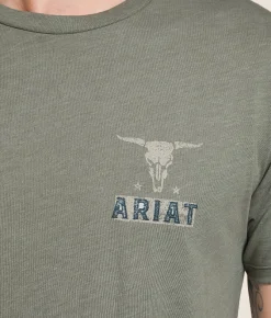Ariat Established Patriot Stamper T-Shirt Olive Heather Outlet