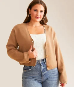 Z Supply Estelle Cropped Cardigan Sweater Oatmeal Heather Best