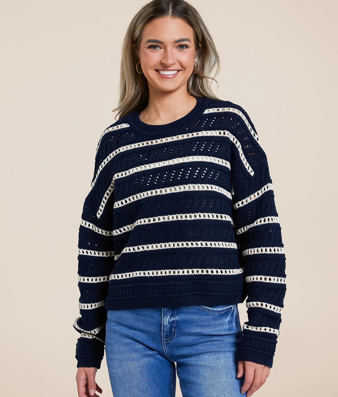 Z Supply Estero Striped Sweater Eclipse Hot