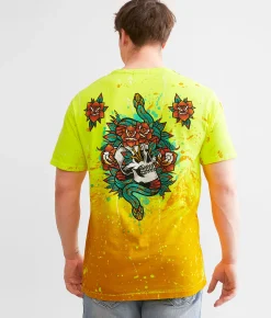Graphic T-Shirts | Affliction Eternal Crypt T-Shirt Optic Neon Yellow Pigment