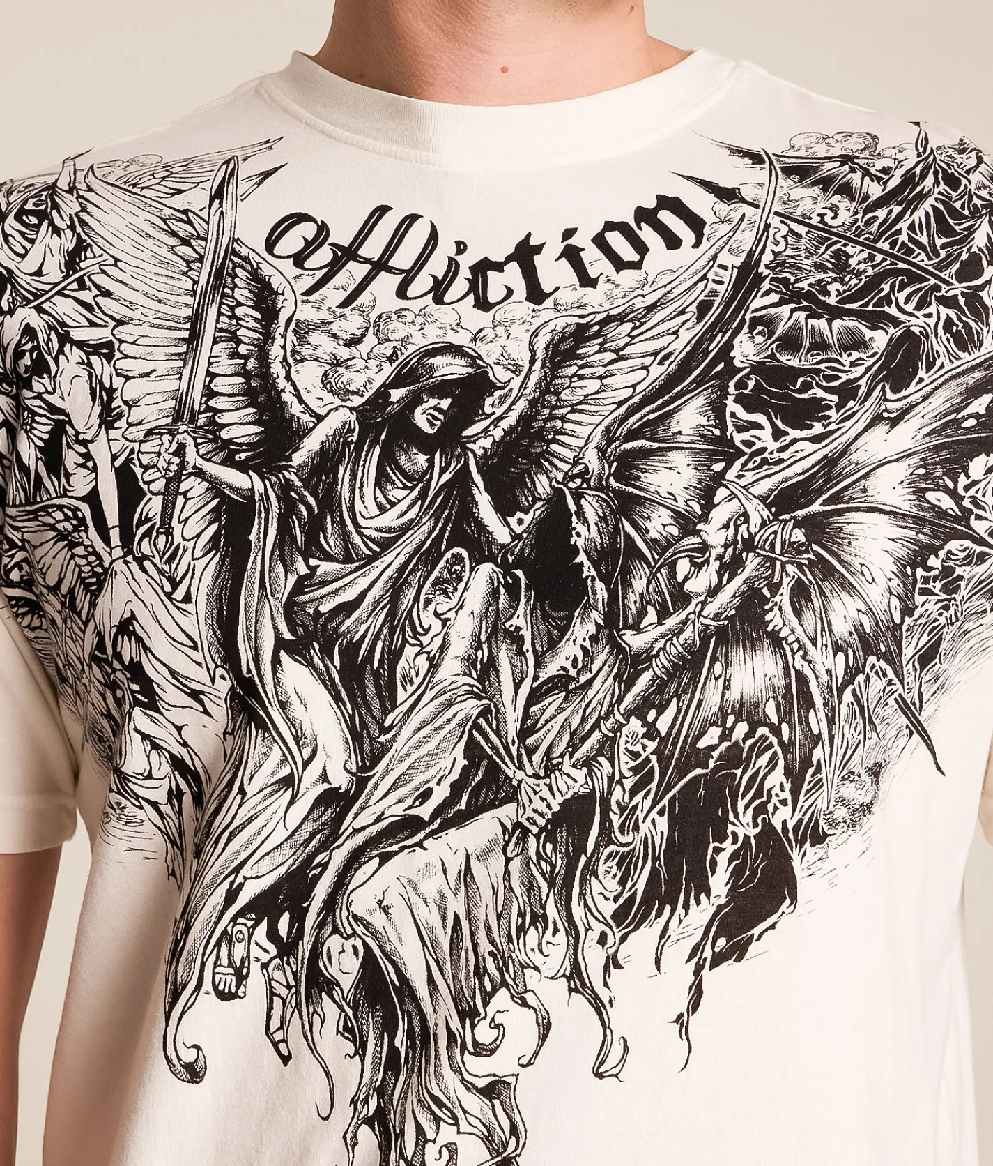 Tops|Graphic T-Shirts | Affliction Eternal Divide T-Shirt Vintage White