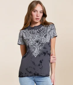 Tops | Affliction Eternal Throne T-Shirt Charcoal Blk Crystl Wash