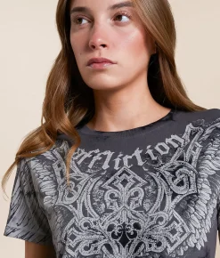 Tops | Affliction Eternal Throne T-Shirt Charcoal Blk Crystl Wash