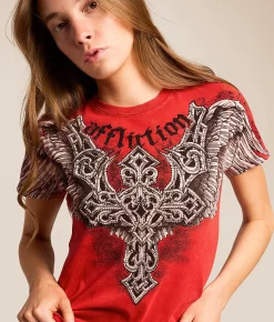 Tops | Affliction Eternal Throne T-Shirt Cherry Lava Wash
