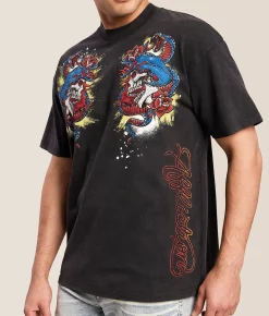 Tops|Graphic T-Shirts | Affliction Eternal Wager T-Shirt Vintage Black Pigment Dye