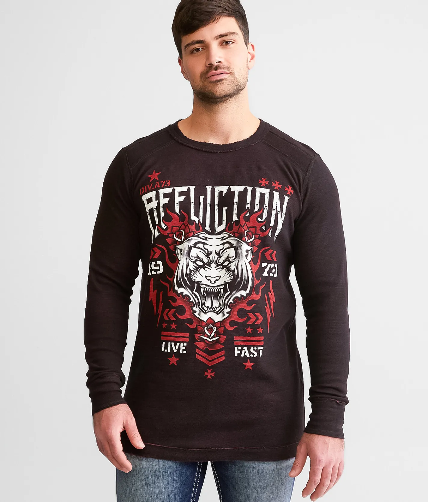 Affliction Ethereal Mist Reversible Thermal Raisin Crystal Wash Black Discount