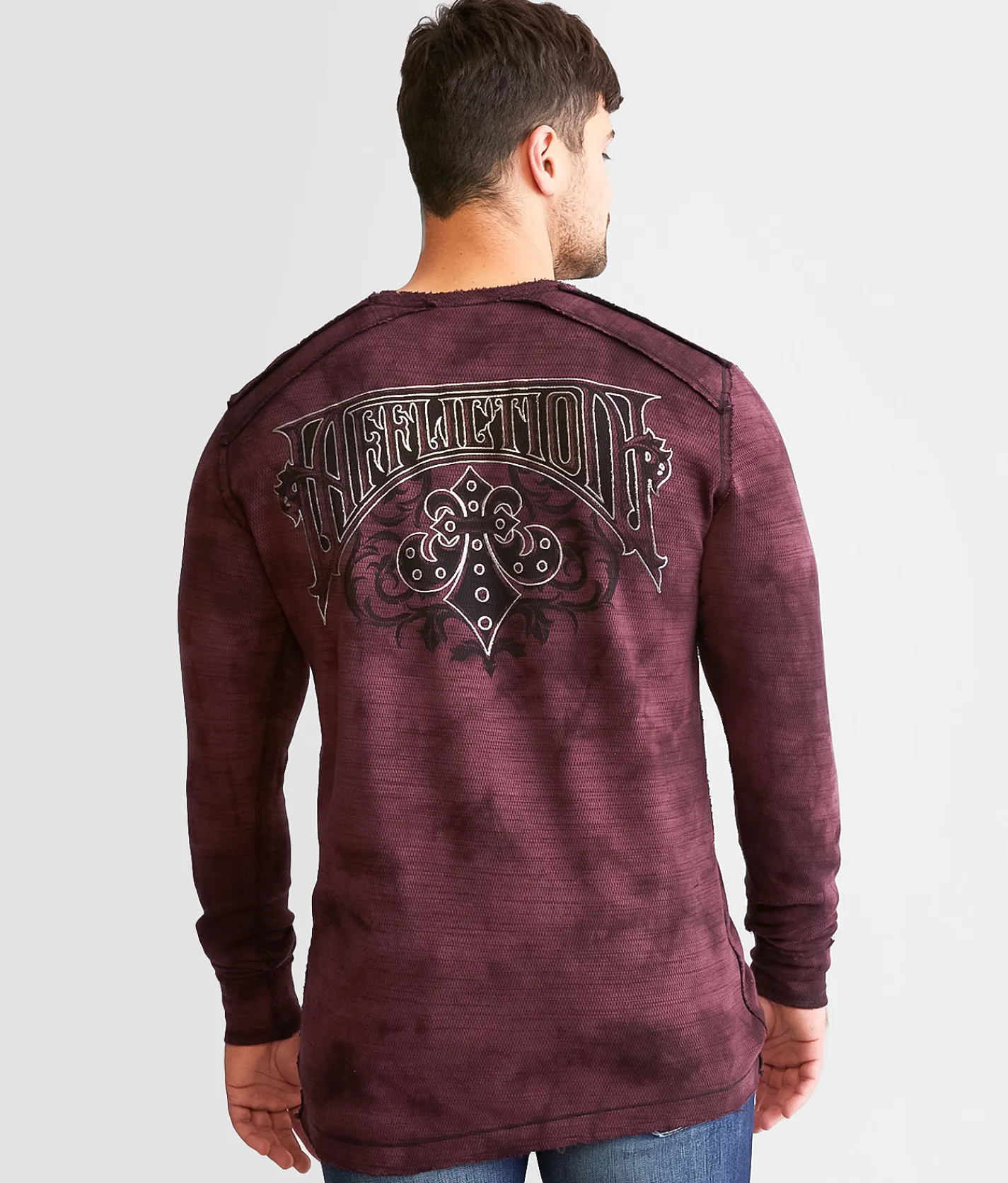 Affliction Ethereal Mist Reversible Thermal Raisin Crystal Wash Black Discount