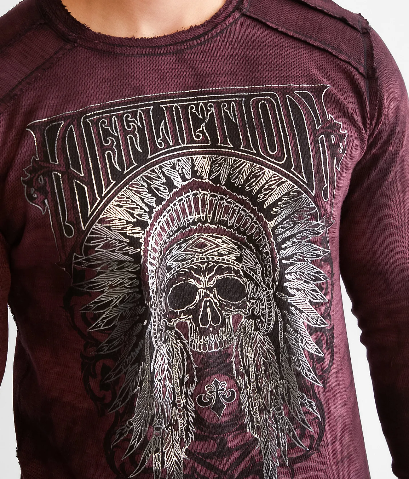 Affliction Ethereal Mist Reversible Thermal Raisin Crystal Wash Black Discount