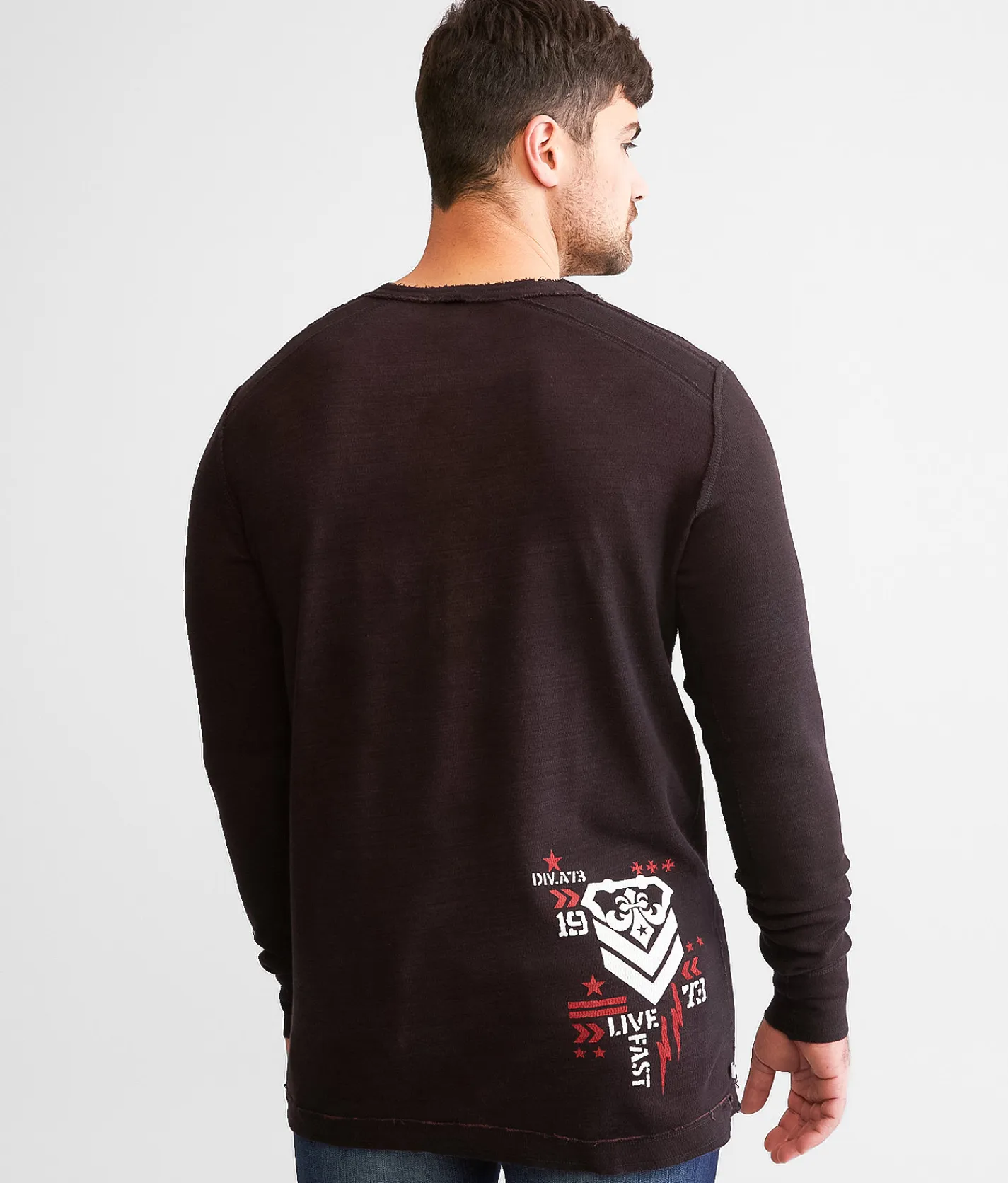 Affliction Ethereal Mist Reversible Thermal Raisin Crystal Wash Black Discount