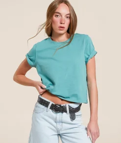 Tops | Free People Everyday Cropped T-Shirt Mineral Blue