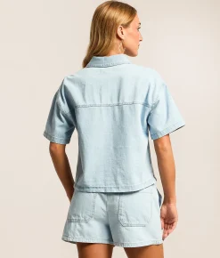 Z Supply Everyday Denim Shirt Coastal Water Sale