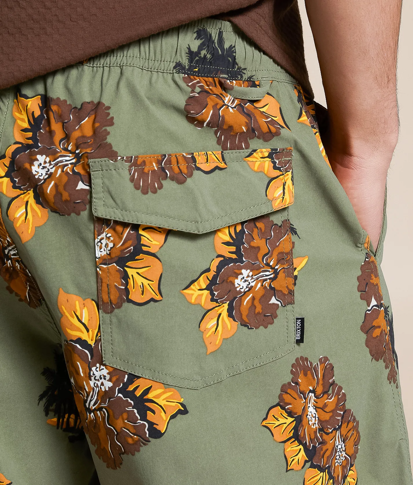 Bottoms|Activewear | Brixton Everyday Hybrid Stretch Walkshort Pinecone Brown Floral