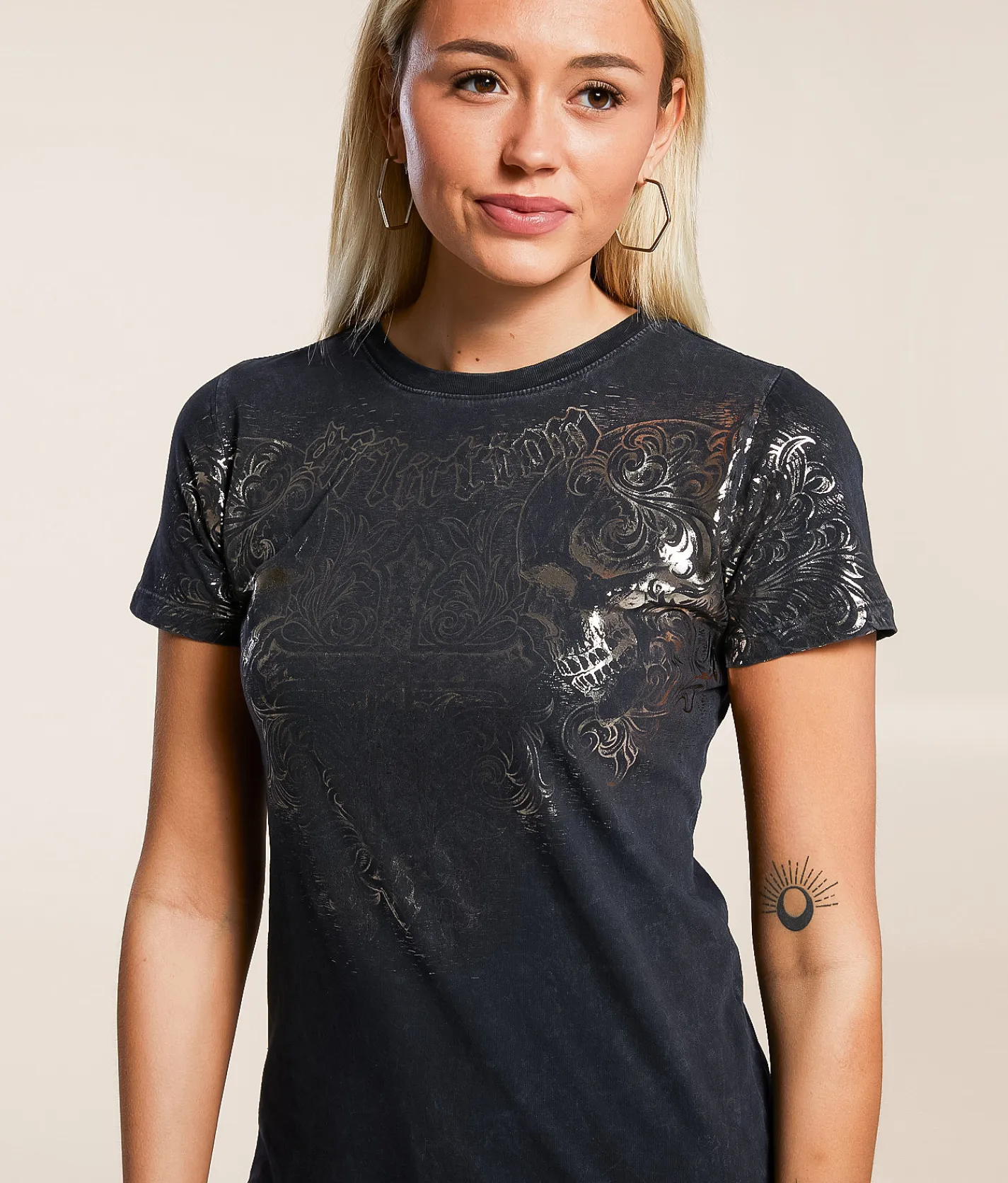 Tops | Affliction Evil Eye T-Shirt Black Lava Wash