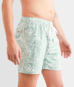 Bottoms|Swimwear | RVCA Exotica Stretch Swim Trunks Granite Green