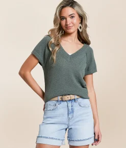 Blu Pepper Exposed Seam Sweater Coral Hot