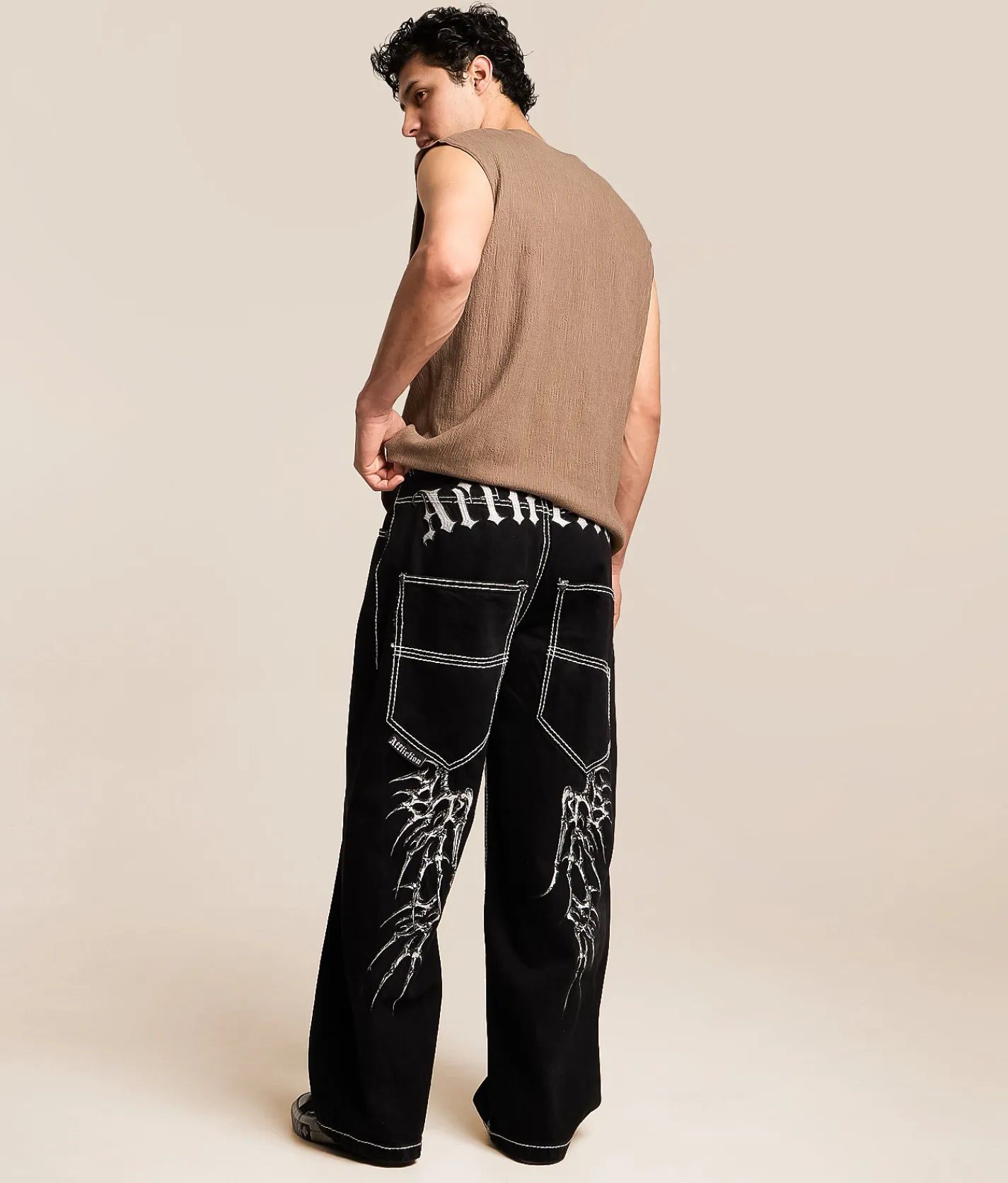 Affliction Extra Wide Leg Jean Black Rinse Outlet