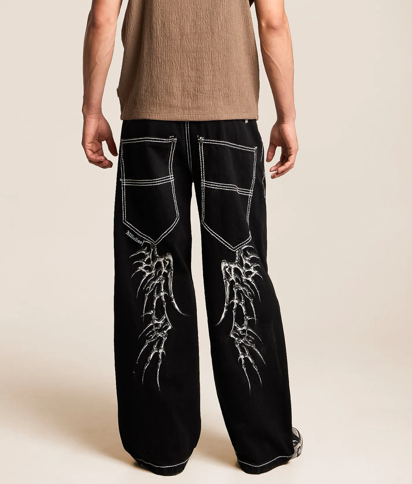 Affliction Extra Wide Leg Jean Black Rinse Outlet