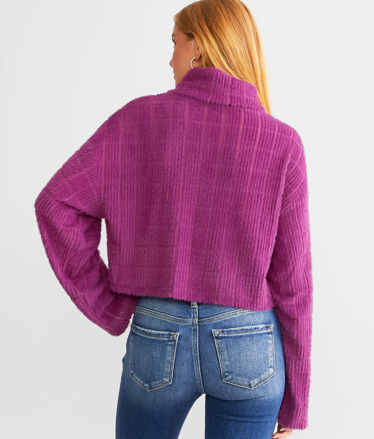 Tops | Acoa Eyelash Cropped Sweater Magenta