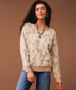 Gimmicks Eyelash Floral Sweater Cream Multi Clearance