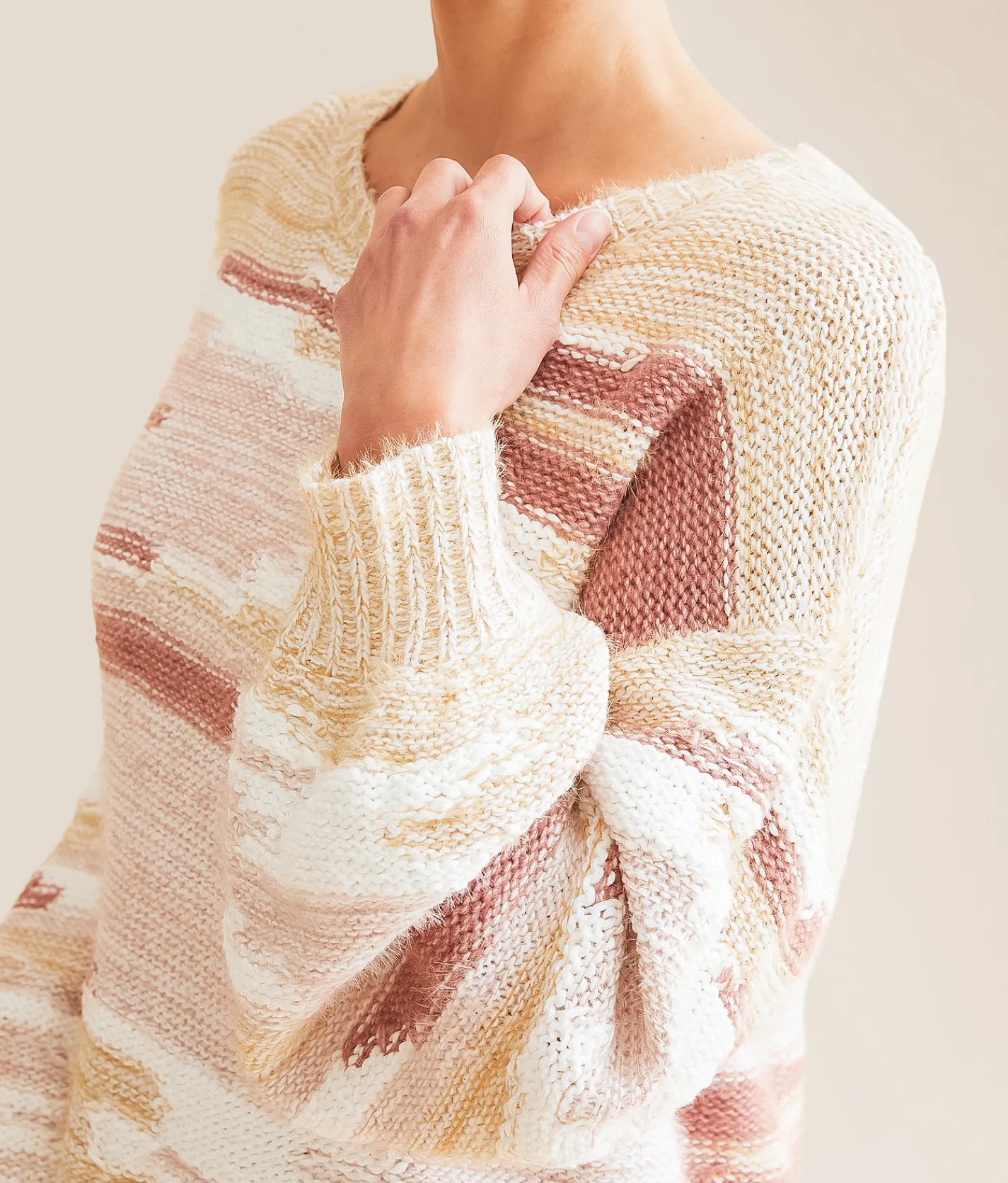 Tops | Chembery Eyelash Knit Sweater Cream Multi